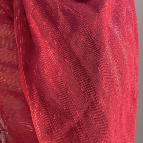 Red Scarf Wrap Polyester Metallic - Picture 2 of 4